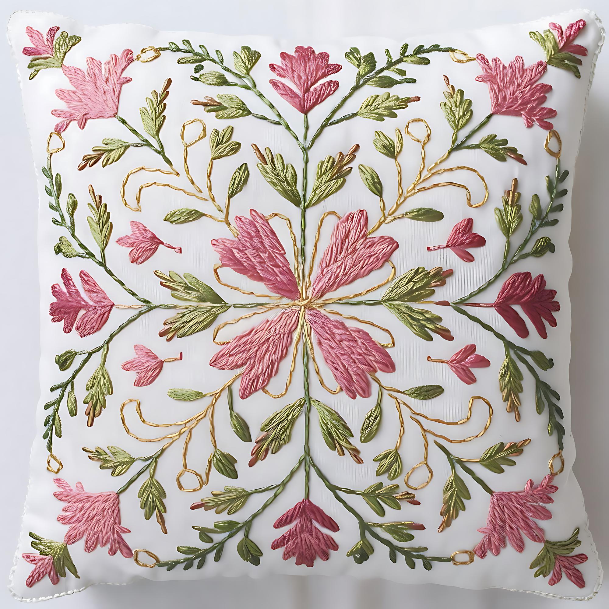Embroidery sample on home textile pillow